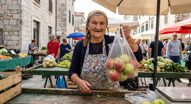 Split Green Market (Pazar): A Guide to Buying Cheese, Prosciutto & Souvenirs 3 Local woman selling fresh vegetables at Split Pazar market