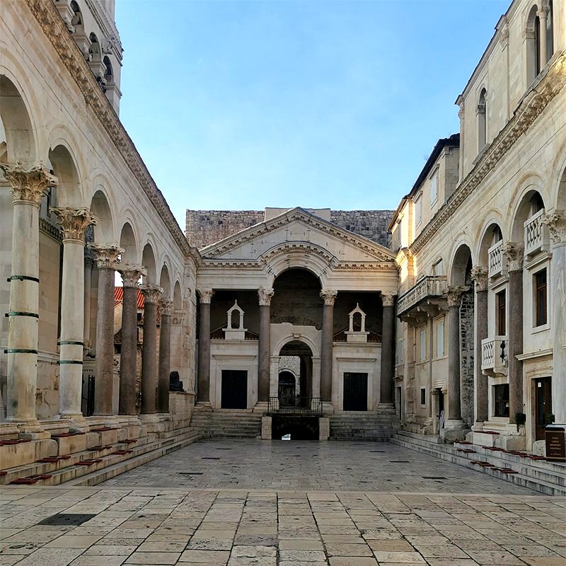 Split Itinerary 2026: How to Spend 1, 2 or 3 Days in Split, Croatia 6 Peristyle courtyard of Diocletian's Palace at early morning, Split Croatia, Perfect Split Itinerary.